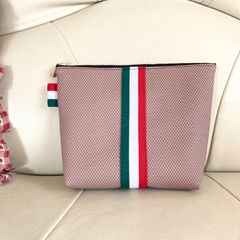 No.529　トリコロール　フェイクレザーミニポーチ　ハンドメイド