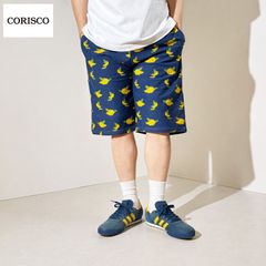新品 CORISCO コリスコ 総柄 プリント ショートパンツ ミニ裏毛 スウェット ハーフパンツ 短パン  スウェットショーツ スウェットパンツ メンズ ユニセックス 果物 フルーツ ネイビー 紺 M L LL XL 10.バナナ  621911