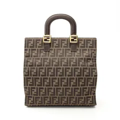 フェンディ FENDI トートバッグ ズッカ ブラック/カーキ キャンバス レザー ズッカ トートバッグ レディース Used Aのサムネイル