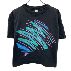 半袖 プリントTシャツ S～ ブラック プルオーバー ビッグプリント 90's 90年代 単丈 カットソー 古着卸 アメリカ仕入 a706-5362