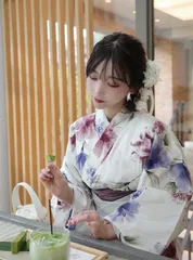 [新品tu1489] 水彩花柄浴衣セット