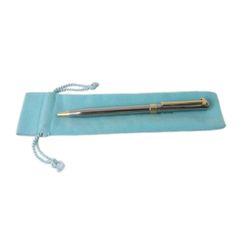 TIFFANY&Co. ティファニー リボンモチーフ ボールペン 回転式 ブルー