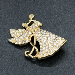 ビンテージ　ブローチ　天使をチーフにしたデザイン！リーフ　ラインストーン　ゴールド　エンジェル　ヴィンテージ　バッジ　ピンバッチ　レトロ　　( AKS049 )