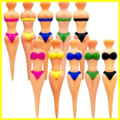 【特価商品】VIEAURA ゴルフティー ビキニ 5色10本セット レディー セクシー 面白グッズ ゴルフ用品 ティー ジョーク ギフト プレゼント コンペ 景品 小物 うけ狙い プラスチック ブラック ピンク イエロー ブルー グリーン