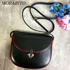 【良品】 MORABITO モラビト ショルダーバッグ トートバッグ ゴールド金具 ロゴ型押し レザー 肩掛け 斜め掛け レディース ブラック 黒色