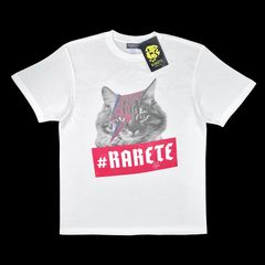 RARETE ラルテ デヴィッドボウイ 猫 キャット アラジンセイン 稲妻 イナズマ 雷 カミナリ メイク ストリートグラフィティ ハイクォリティ Tシャツ 白 ホワイト XS(SS) S M L XL(LL) タイト ジャスト 大きい ビッグ オーバーサイズ