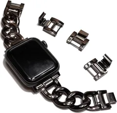 Royce&Roland 互換品 互換品/代替品 チェーンバンド おしゃれ アップルウォッチ 時計 メタル/シルバー 工具不要/メンズ レディース ギフト プレゼント applewatch 40mm(ブラック,  40mm 41mm 42mm)