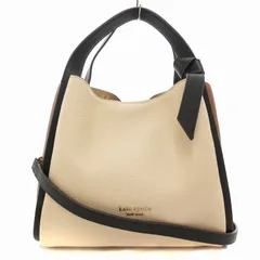 ケイトスペード KATE SPADE 美品 ノットカラーブロック レザー ショルダーバッグ ハンド 2WAY ロゴ ベージュ 黒 ブラック /FF