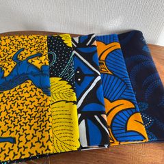 アフリカ布　5pcs.  アフリカンパーニュ　はぎれ　カットクロス L