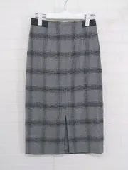 ◇ Lusso Vita nano universe チェック スリット 膝下丈 ナロー スカート サイズ38 グレー ブラック レディース P  【1212280001168】