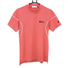 【美品】ルコックゴルフ 半袖ハイネックシャツ サーモンピンク ステッチ白  メンズ M ゴルフウェア le coq sportifのサムネイル