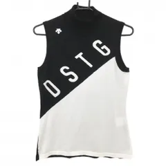 【超美品】デサントゴルフ ノースリブセーター 黒×白 ニット タートルネック バイカラー 中田英寿 レディース M ゴルフウェア DESCENTE