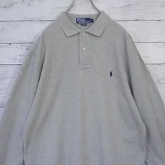Polo by Ralph Lauren ポロラルフローレン ワンポイント ポニー刺繍ロゴ 鹿子 カノコ 長袖 ポロシャツ L/S ロングスリーブ メンズ L 霜降りグレー ネイビー 20202287