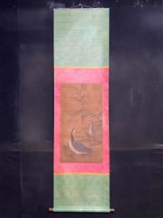 中国古美術 徐悲鴻款 雙猫図三尺画芯 肉筆手描き 動物画 宣紙画芯 証書付 文房 真作】中国書画 近代書画家『徐悲鴻 ・樹下三駿図』肉筆紙本 掛け軸