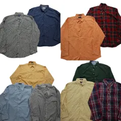 古着卸 まとめ売り ノーティカ NAUTICA 長袖シャツ 10枚セット (メンズ XL ) マドラス チェック ボタンダウン ストライプ 中古 古着 NA9441
