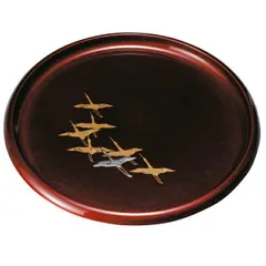 紀州塗り ８寸 丸盆 玉虫 千羽鶴 お盆 トレー トレイ おぼん 日本製 国産