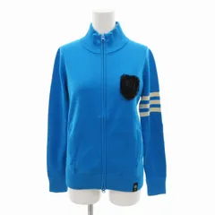 ダブルスタンダードクロージング ダブスタ DOUBLE STANDARD CLOTHING ジップアップニットジャケット ブルゾン ロゴ ワッペン ハイネック 38 青 ブルー 0209-290-203 B /HO△ 0318のサムネイル