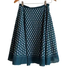 RE197 HIROKO BIS ヒロコビス 総柄 フレアスカート ネイビー系 ドット 刺繍 サイズ9