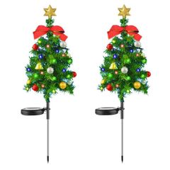 新品 DUOLEIMI クリスマス ソーラーライト サンタクロース ライト ガーデンライト 庭 装飾 LED 雪だるま クリスマスツリー クリスマス飾り 置物ライト 屋外 イルミネーション 埋め込み式 防水 自動点灯 (クリスマスツリーｘ２)