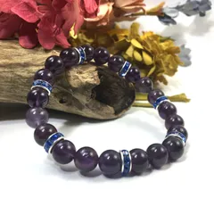 パワーストーン ブレスレット アメジスト 天然石ブレス (ブルー) 8mm レディース  ●