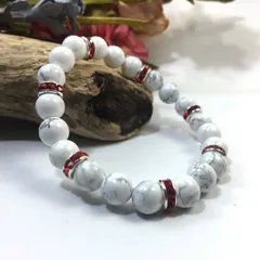 パワーストーン ブレスレット ハウライト 天然石ブレス （レッド）レディース 女性  数珠ブレス 開運 プレゼント ギフト [20]