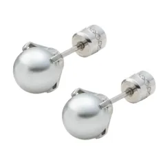 【グレーシルバー × 6mm】[Cream dot. クリームドット公式]ステンレス製 金属アレルギー つけっぱなし サージカルステンレス ネジロック式 キャッチ 円柱型 パール 両耳用 5サイズ