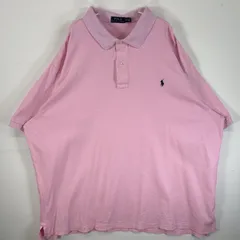 古着 ポロ・ラルフローレン POLO RALPH LAUREN 半袖 ポロシャツ ロゴ 刺繍 大きいサイズ 2ボタン 3XB  ピンク 無地 メンズ