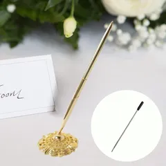 WAN　1　dream デザインペン＆ペンスタンド替え芯 付属 デスクペン 受付ペン スタンド付 ヨーロピアンスタイル ウエディング(ゴールド)