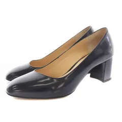 トゥモローランド TOMORROWLAND 18SS チャンキーヒールパンプス スクエアトゥ レザー 37 23.5cm～24.0cm 紺 ネイビー 33018301005 /KU ■OFのサムネイル