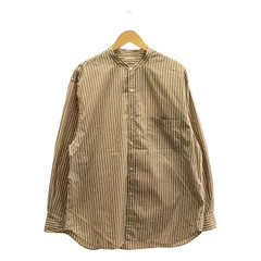 steven alan / スティーブンアラン | LOOSE FIT バンドカラー コットン ストライプ シャツ | L | ブラウン / ホワイト | メンズ