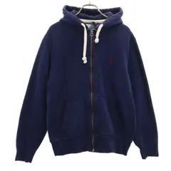 Polo by Ralph Lauren ポロバイラルフローレン 長袖 スウェット ジップパーカー M ネイビー 裏起毛 メンズ 古着