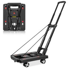 新品 キャリーカート 軽量 折りたたみ 静音 台車 4輪360度 回転 固定ロープ付き 買い物 防災用品 避難 運搬 荷物の持ち運びに便利【耐荷重80kg】 ブラック