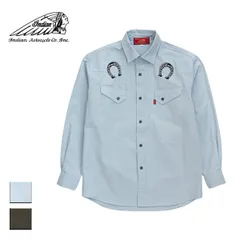【新品】 Indian インディアン Embroidery Western Shirt メンズ/レディース オールドブルー/チャコール M-XLのサムネイル
