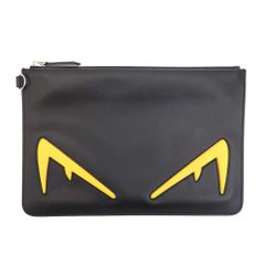 FENDI フェンディ バッグバグズモンスター バグズアイ レザークラッチバッグ  ブラック