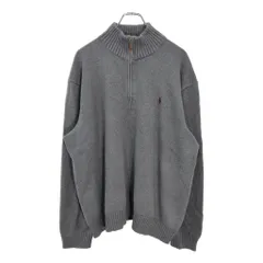 Polo by Ralph Lauren ポロ ラルフローレン ハーフジップ コットンセーター 大きいサイズ グレー(メンズ XXL)中古 古着 U7484