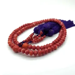 イタリア 産 5.8mm 赤 珊瑚 本連 正式 数珠 天然 無染色 (J6)