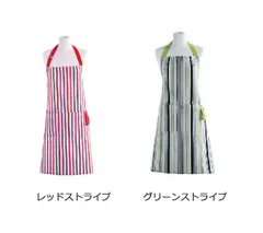 【SALE】【未使用】エプロン　グリーン　レッド  ストライプ　COUCKE