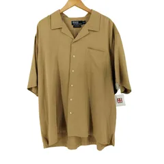 ポロバイラルフローレン Polo by RALPH LAUREN 90s CALDWELL ポニー無し シルクコットン オープンカラーシャツ メンズ import：XXL 