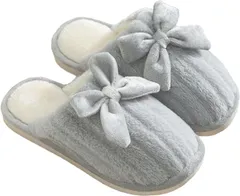 AZNABLE スリッパ レディース 室内 可愛い ルームシューズ もこもこ 滑り止め(グレー,  M)