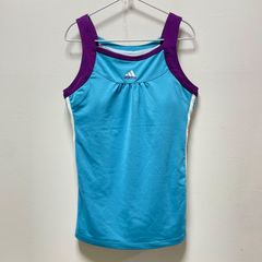 adidas アディダス トレーニングウェア タンクトプパッド付 ブルー×パープル