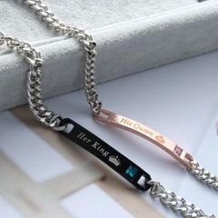 男女ペアセット 送料込み 新品 カップル ブレスレット ブラック&ピンクゴールド