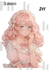 コラージュ素材　人物ステッカー　女の子　A6サイズ　5枚入り　シール　ノーカット　211