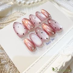 ネイルチップ ピンク マグネット ミラー ドット柄 - メルカリ