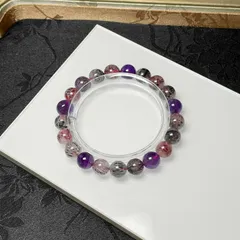 上品 EU製 ★スーパーセブン★パワーストーン ブレスレット 天然石 原石 お守り 8.8-9.3mm ZB1536