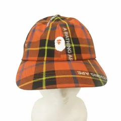 アベイシングエイプ A BATHING APE タグ付 22SS LOGO CHECK PANEL CAP キャップ 帽子 ロゴ刺繍 6パネル チェック F 赤 レッドのサムネイル