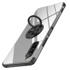 OURJOY Xperia 10 V 用 ケース クリア リング付き エクスペリア 10 V/SO-52D / SOG11 カバー 透明 おしゃれ OURJOY スマホケース メッキ加工 ソフトケース 耐衝撃 軽量 薄型 ストラップホール付き スタンド機能 1