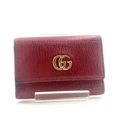 GUCCI  グッチ　GGマーモント　6連キーケース　レザー　本革　レッド　ゴールド金具　イタリア製　刻印あり　456118・2149・　レディース