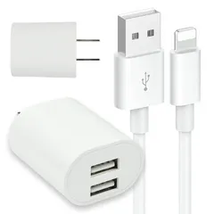USB 電源 アダプタ iPhone ケーブル 1m 2口 充電器 セット AC 充電 折りたたみ コンセント iPad スマホ タブレット Android 各種対応 2ポート コンパクト 旅行 PSE認証