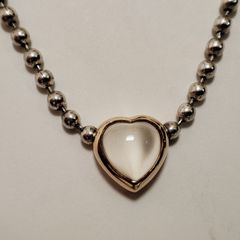 STAR JEWELRY K14 SV925 ハート型トップ ムーンストーン ネックレス コンビ 約40cm 約6.8g スタージュエリー アクセサリー