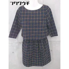 ◇ NATURAL BEAUTY BASIC ナチュラルビューティーベーシック 格子柄 七分袖 ミニ ワンピース サイズM ネイビー レディース 【中古】 【1103110002793】
